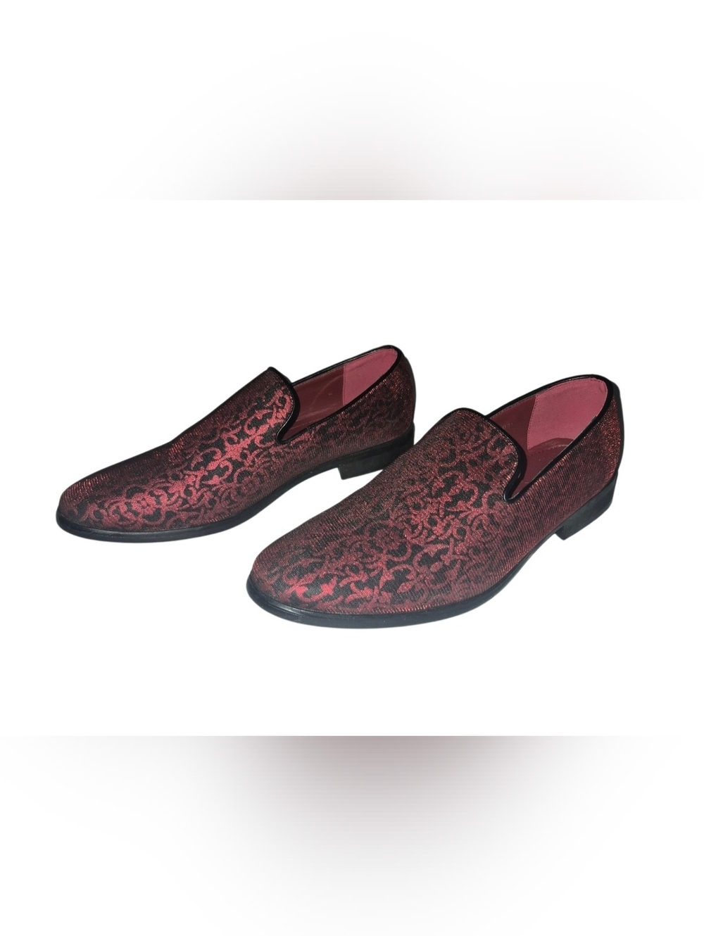 Men's Red Patterned Slip-On Dress Loafers